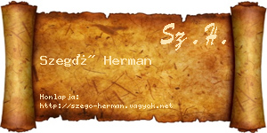 Szegő Herman névjegykártya