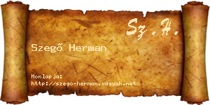 Szegő Herman névjegykártya